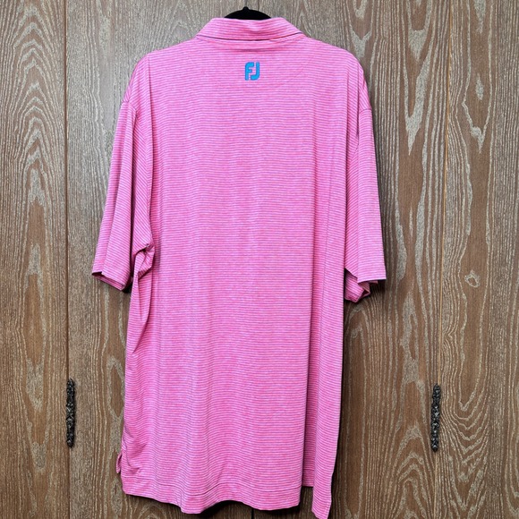 FootJoy FJ Pink Stripe Golf Polo Shirt Mens XL Pine Knob Golf Club Embroidered - Picture 6 of 9